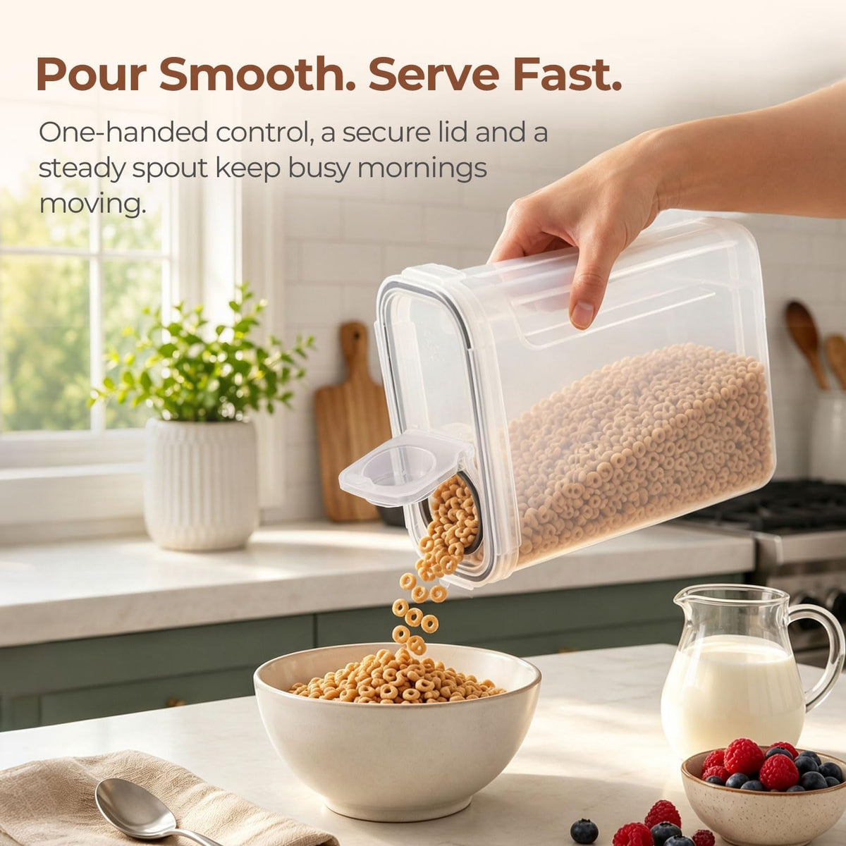 Cereal Storage Containers Set (6.3L / 213OZ) – Airtight Food Storage with Lids, Pantry Organizer for Rice, Sugar, Flour