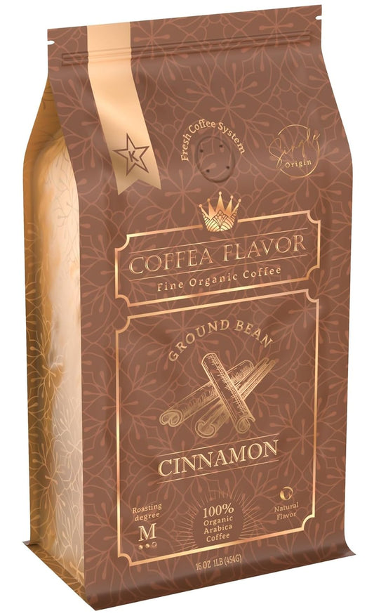 Flavored Ground Coffee – Cinnamon, 100% Arabica, Single Origin, Medium Roast, USDA Organic, Naturally Flavored – by Coffea
