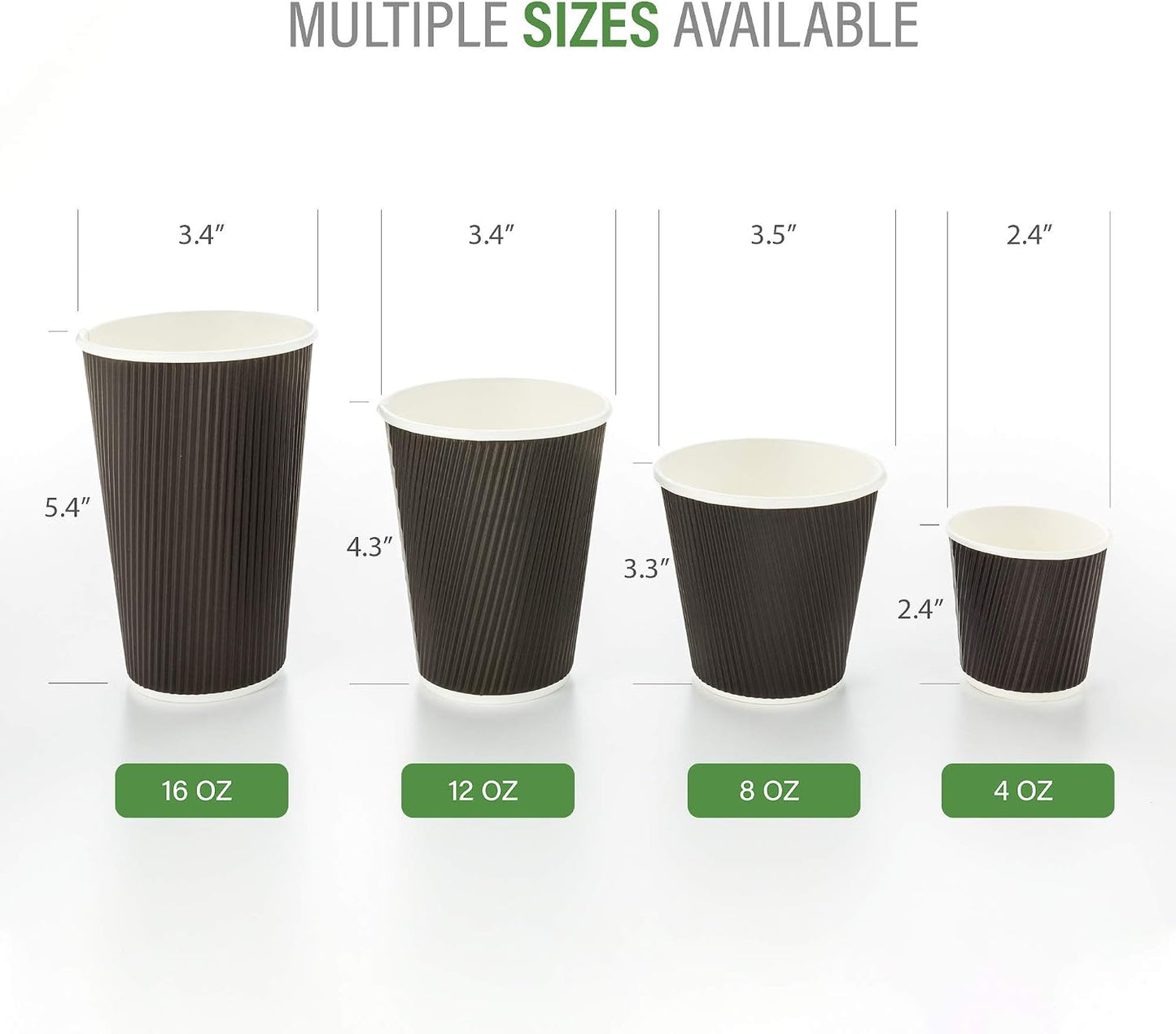 Restaurantware Ripple Wall Coffee Cups 25 Count 8 Ounce Insulated Black Paper Cups, Rolled Rim Spill-Resistant Disposable Paper Non-Slip for Coffee, Beverages