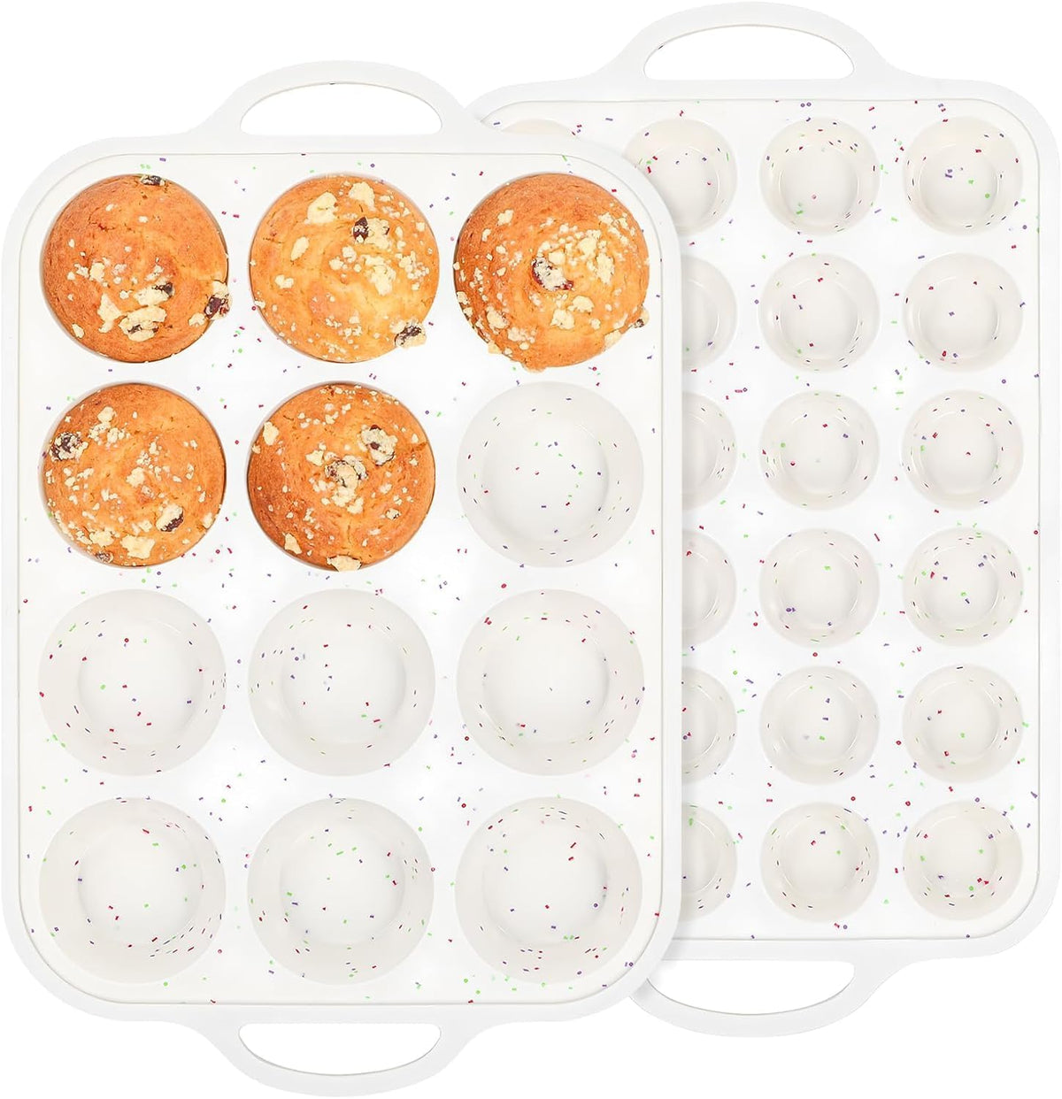 Silicone Muffin Pan with Metal Reinforced Frame - 12 Cups Muffin Pan With 24 Cups for Homemade Muffins