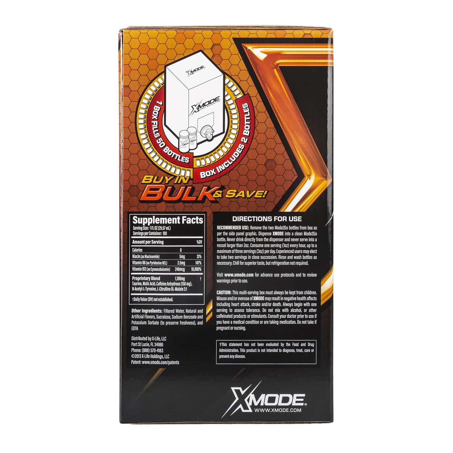 XMODE Extra Strength Energy Shots on Tap - Tangerine Flavor, Sugar Free, 150mg Caffeine per oz, B12, 100 (1oz) Servings, Dispenser with 2 Refillable Bottles