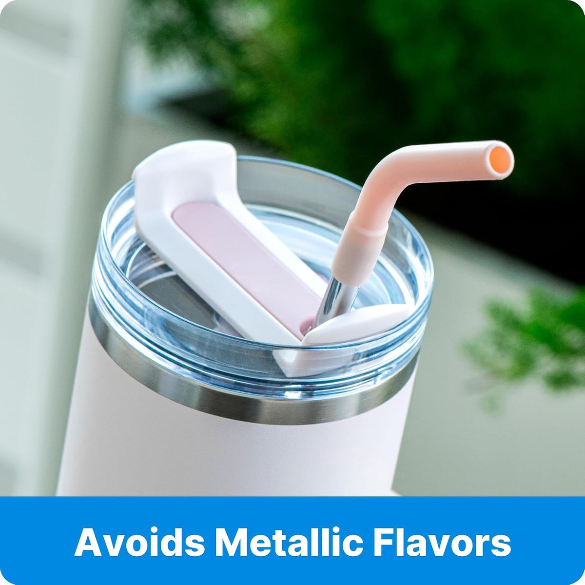 6Pcs Silicone Straw Tips for Metal Straw and Other 0.31 Inch Straws | Reusable Rubber Straw Tips, for Stanley Cup Tumbler, BPA Free, Soft &amp; Comfortable to Drink, Wide Color Selection(Light Pink)