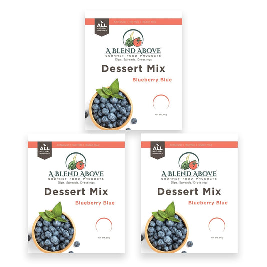 A Blend Above Blueberry Blue No Bake Dessert Mix - All Natural, Gluten Free, No MSG - Instant Dessert Mix, Fruit Dip, Bagel Topping, Frosting, Cheesecake Filling - Easy to Make - 4.2 Oz - Pack of 3