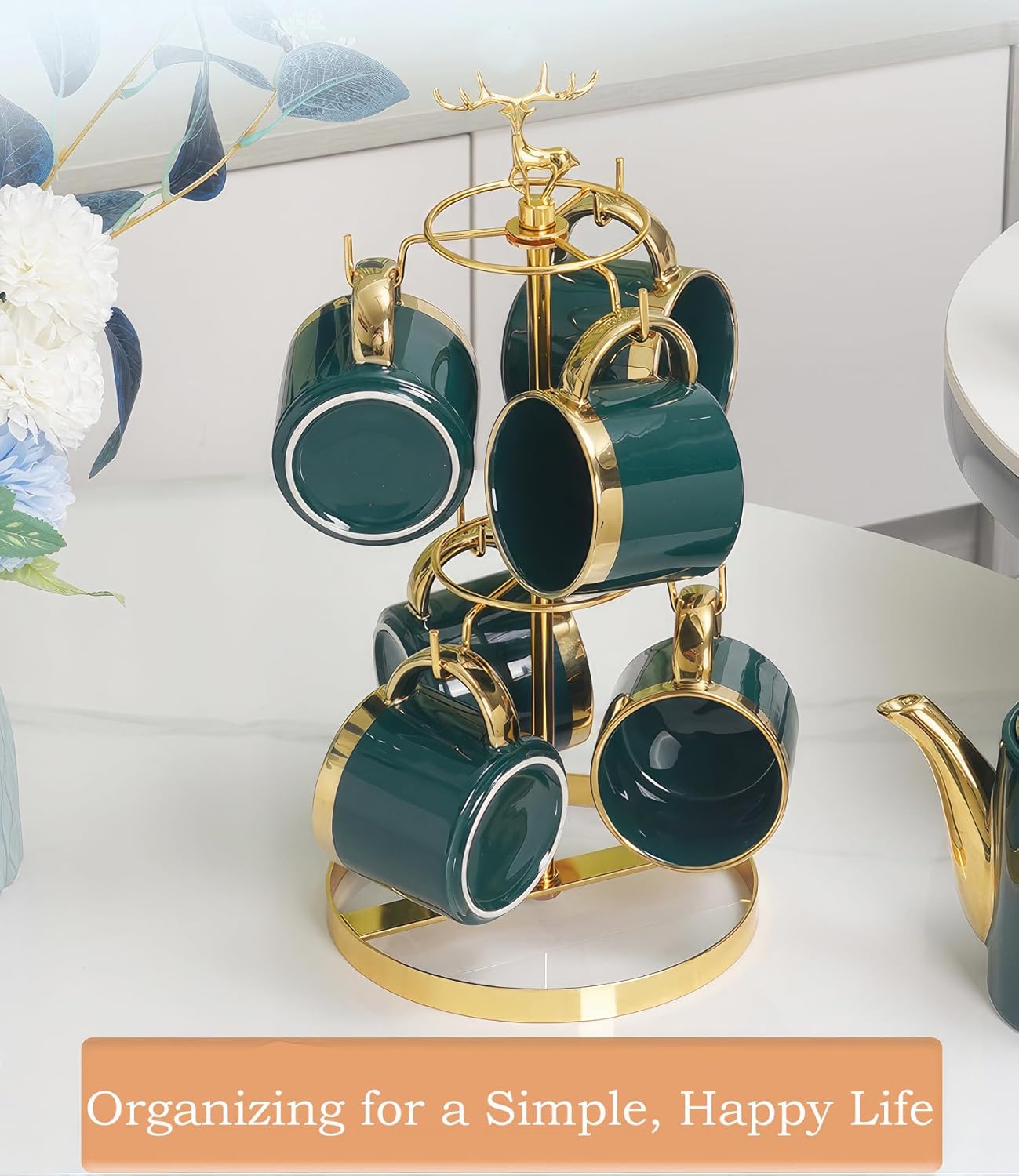 Coffee Mug Tree Holder for Counter,Double Tier Mug TeaCup Metal Holders Countertop,Coffee Mug Tea Cup Stand Rack for Counter