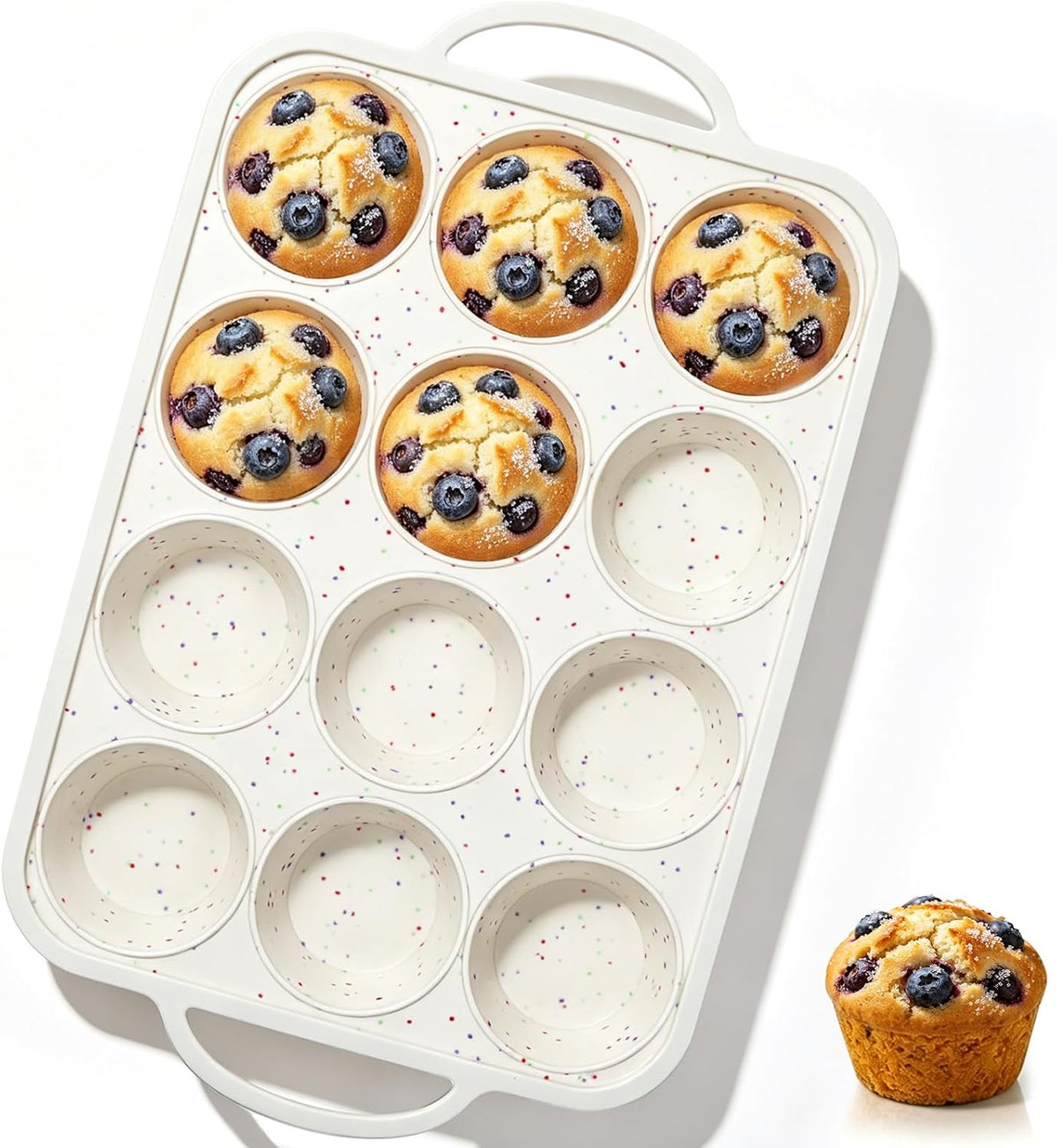 Vinino 1Pack Silicone Muffin Pan for Baking with Metal Reinforced Frame