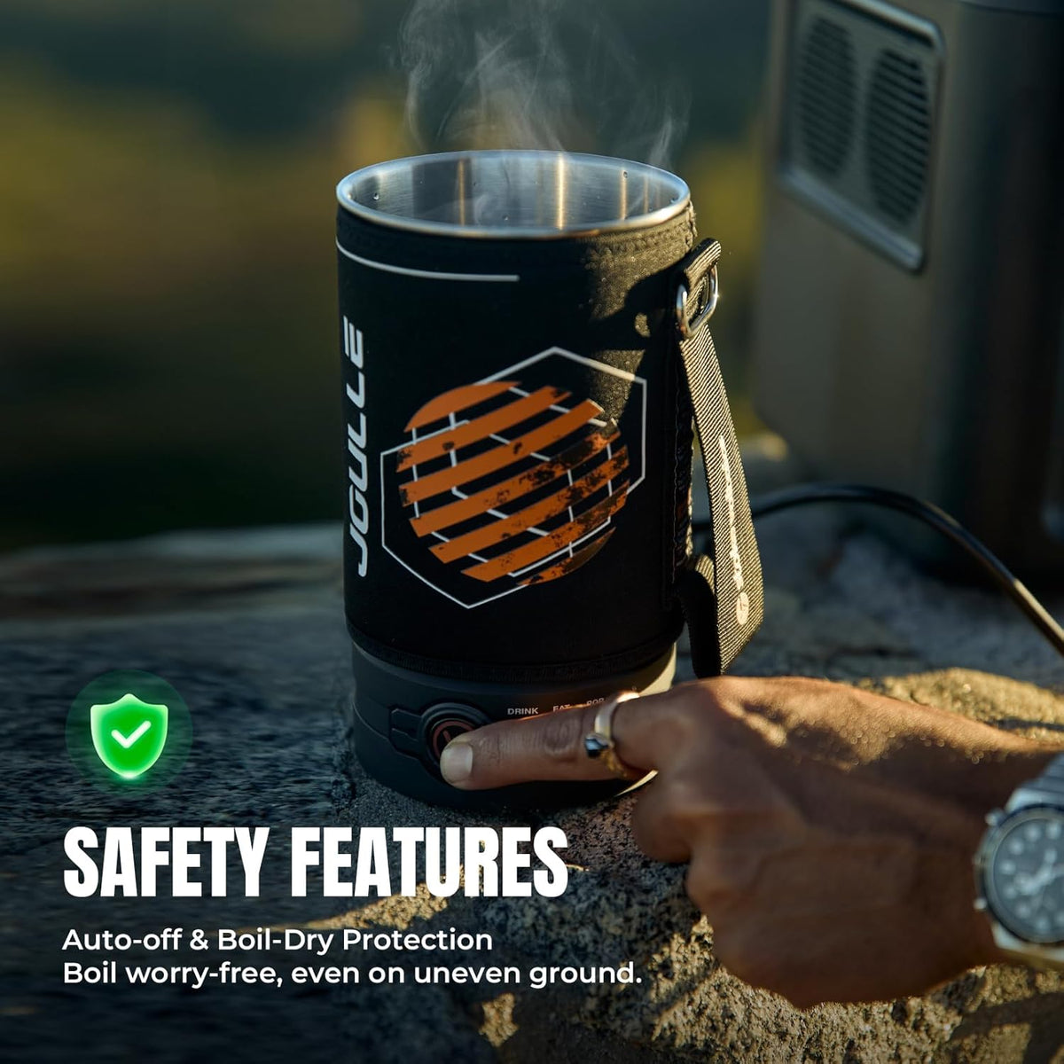 Stoke Voltaics Electric Kettle, 120V Portable Water Boiler for Coffee &amp; Tea, 304 Stainless Steel Mini Tea Kettle, 500W Fast Boiling Water with Auto Shut-Off, Camping &amp; Travel Essentials