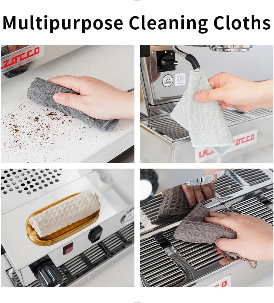 watchget 4 Pack Microfiber Espresso Barista Cleaning Towels, Khaki