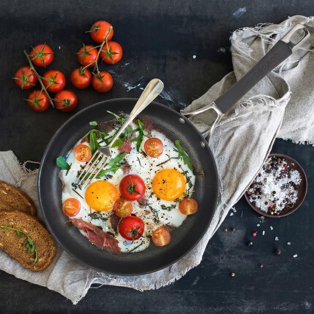 Circulon Radiance Deep Hard Anodized Nonstick Frying Pan /Skillet with Lid - 12 Inch, Gray