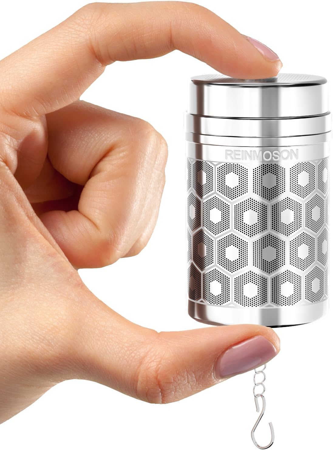 Reinmoson Mini Tea Strainer for Loose Tea Fine Mesh Tea Infuser 1.2”x2.2” | 304 Stainless Steel Tea Ball for Loose Leaf Tea, Updated Slim Threaded Lid, Tea Steeper for Cup, Mug, Teapot, Kettle, Bottle