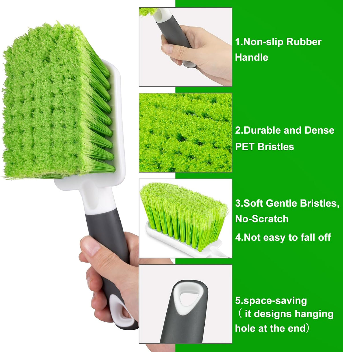 2 Pack Car Wash Brush, Tire Brush for Cleaning Tires, Soft &amp; Stiff Bristle Wheel Cleaner, Car Cleaning Supplies for Wheels, Rims, Carpet, Truck, SUV, Moto, RV, Motorcycle