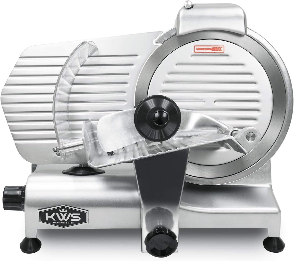 KWS 10NS Commercial 10" Electric Meat Slicer, 320W High-Torque Motor, Stainless Steel Blade, Deli-Style Thin Slicing, Built-In Sharpener, Heavy-Duty Aluminum Body for Meat, Cheese &amp; Semi-Frozen Foods