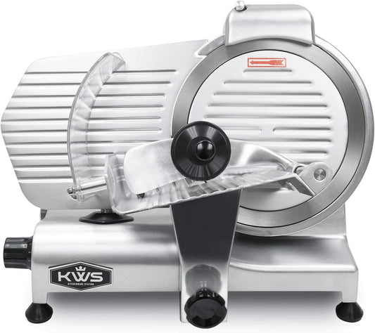 KWS 10NS Commercial 10" Electric Meat Slicer, 320W High-Torque Motor, Stainless Steel Blade, Deli-Style Thin Slicing, Built-In Sharpener, Heavy-Duty Aluminum Body for Meat, Cheese &amp; Semi-Frozen Foods