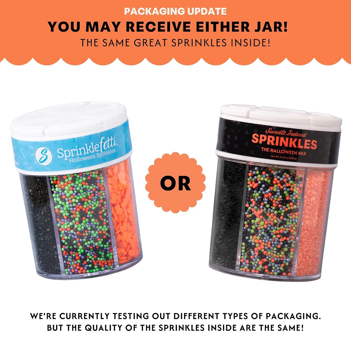 Sweets Indeed Halloween 6-Cell Sprinkle Jar – 6 Variety Sprinkle Compartments | Edible Cake Decorations for Cupcakes, Cookies, Cakes &amp; Desserts | 6.45 oz