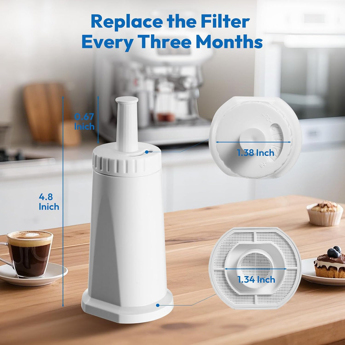 6 Pack Replacement Water Filter for Breville Espresso Machine