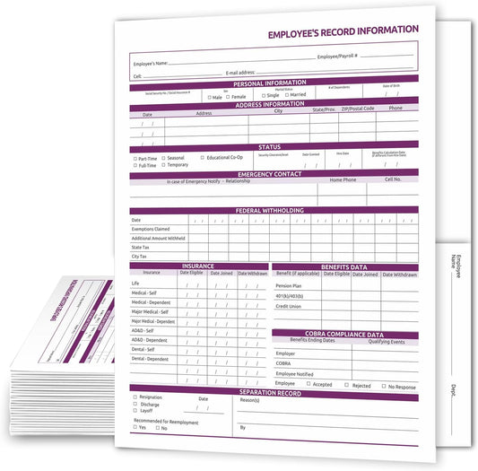 NextDayLabels Employee Personnel File Folders - 25-Pack Preprinted HR Folders with Secure Internal Pockets - Heavyweight