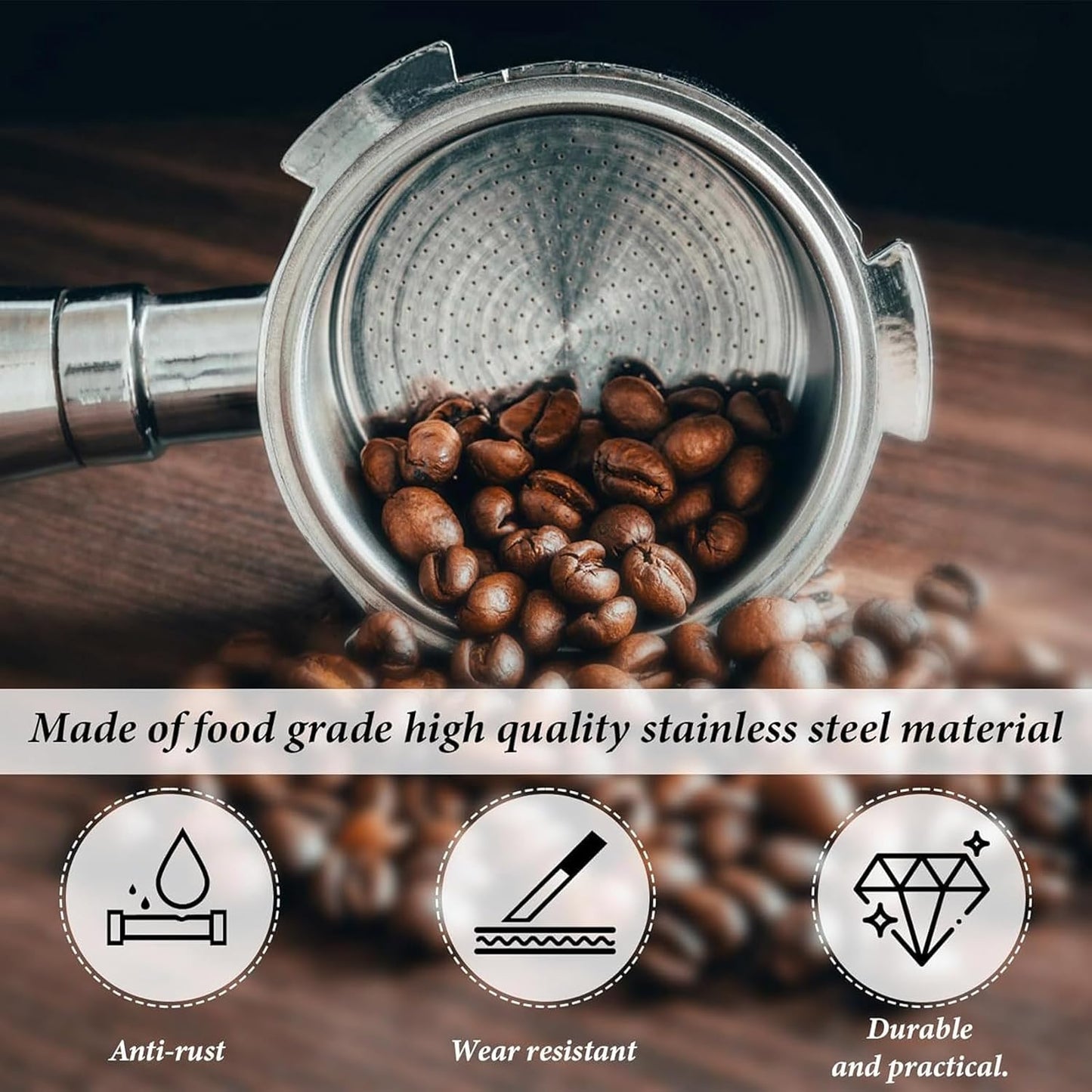 Reusable 51mm Coffee Filters Cups 2Pcs, Stainless Steel Espresso Coffee Filters Double Layer Pressurized Portafilter Filter Baskets, Espresso Machine Accessories Fit for Delonghi EC5 / EC7 / EC9