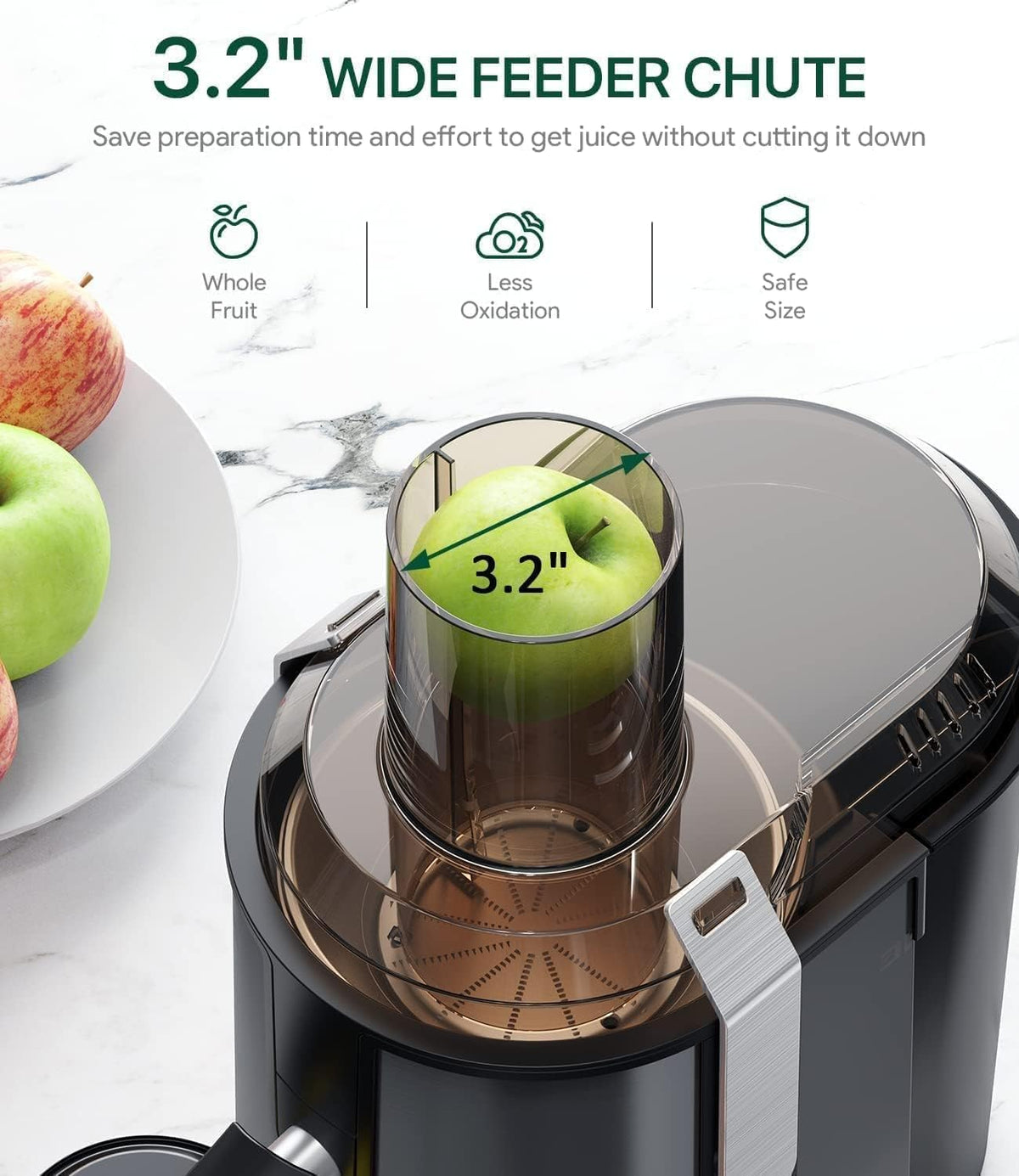 SiFENE Juicer Machine, 800W Centrifugal Juicer with 3.2" Big Mouth for Whole Fruits and Veggies, Juice Extractor Maker with 3 Speeds Settings, Easy to Clean