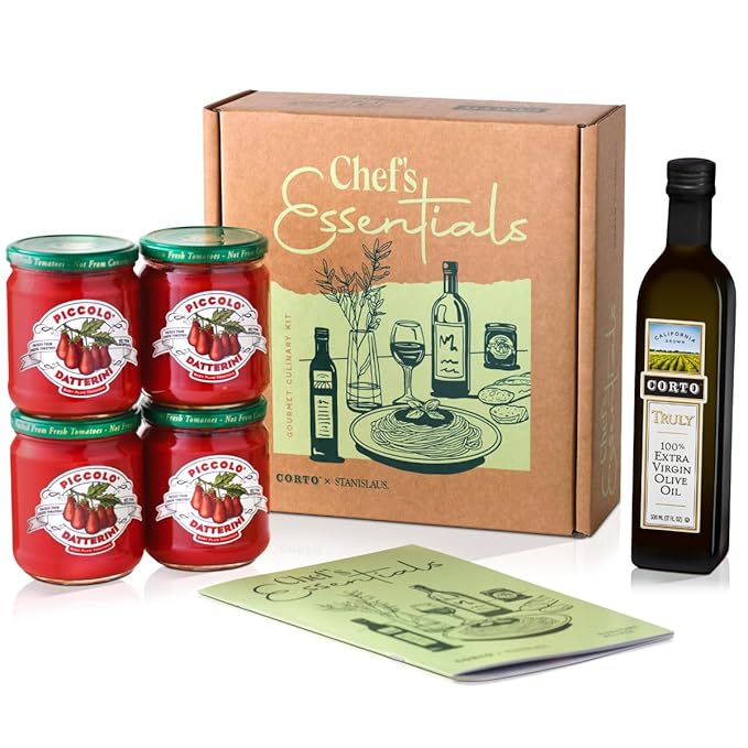 Corto x Stanislaus Chef’s Essentials Kit – TRULY Extra Virgin Olive Oil - Ultra-Fresh Fall Harvest & Piccolo Datterini Baby Plum Tomatoes – Handpicked - Loved by Pro Chefs now for Home Chefs