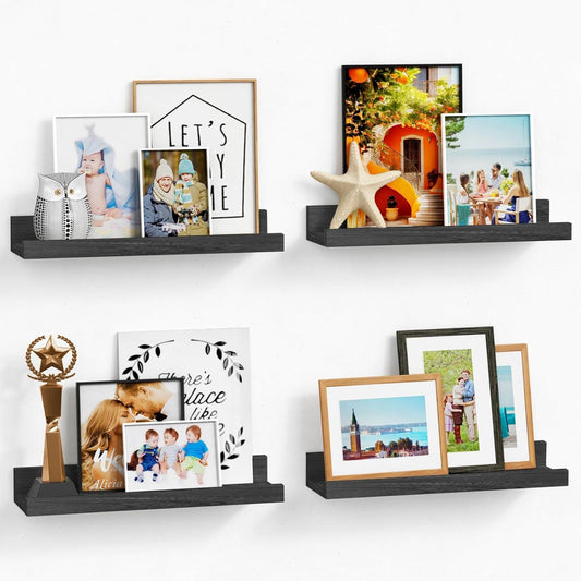 Forbena Black Picture Ledge Shelf, Floating Shelves with Lip for Wall, Small Wall Shelves for Bathroom Bedroom Kitchen