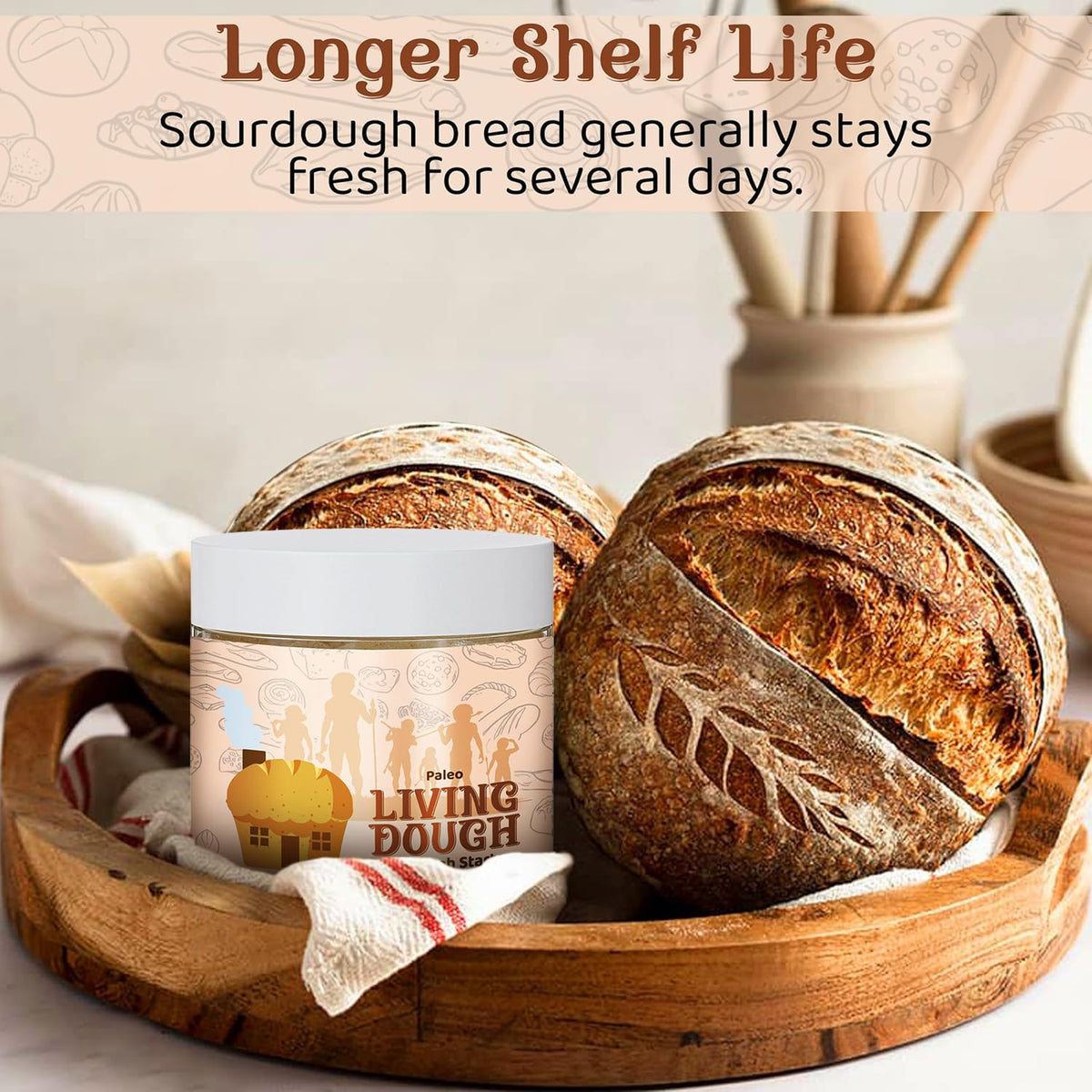Paleo Gluten Free Organic Sourdough Starter Culture for Baking, 3.5 oz | Grain Free, Active &amp; Live Cassava Flour Sourdough Starter for Artisan Bread, Pizza Dough, Crackers &amp; Homemade Paleo Recipes
