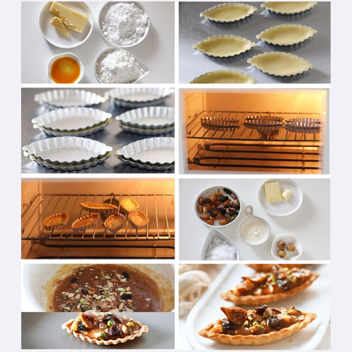 Aluminum Boat Tart Pan Fluted Oval Baking Mold, Small Wavy Tartlet | 10-Pack Flower Edge Tart Tins Pudding Tray for Small Desserts, Quiches, Pudding (4.69 x 2.24 x 0.67 Inch)