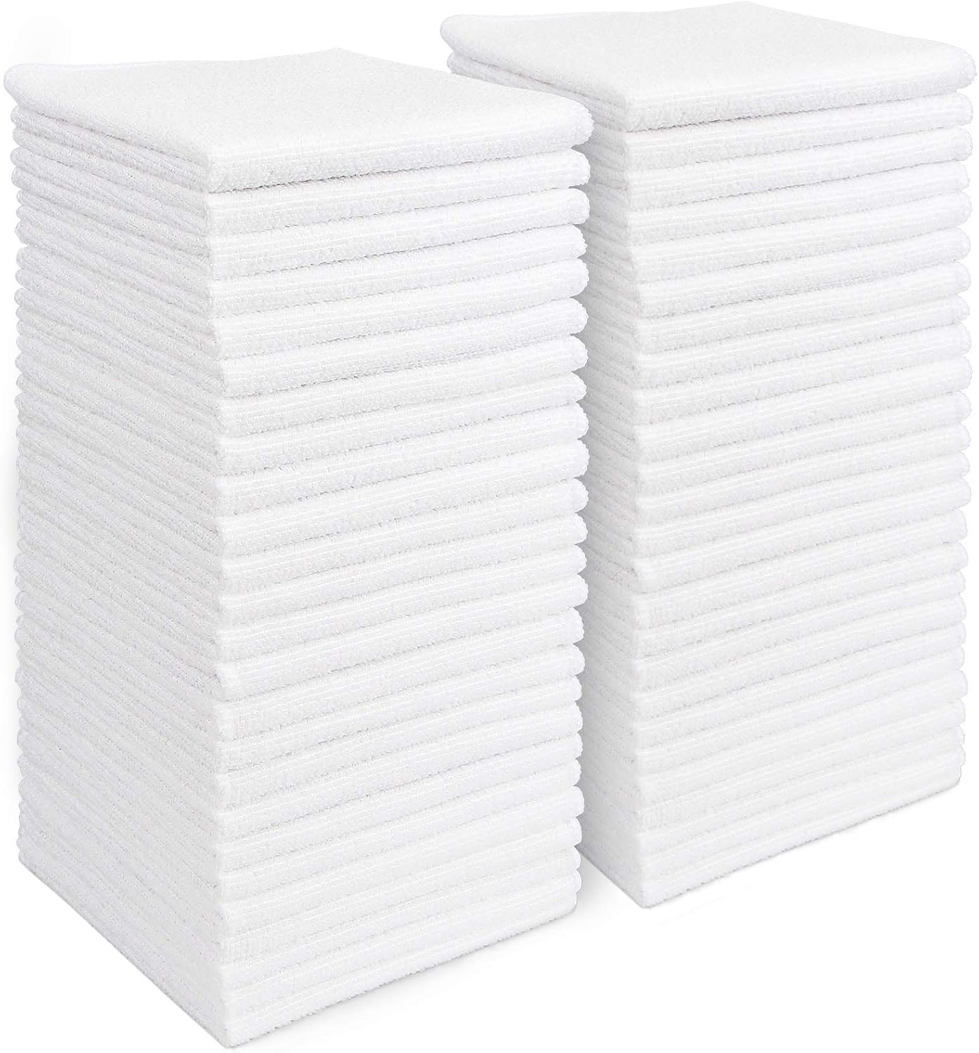 AIDEA White Microfiber Cleaning Cloth 50PK, Absorbent Cleaning Rags 12"x12"