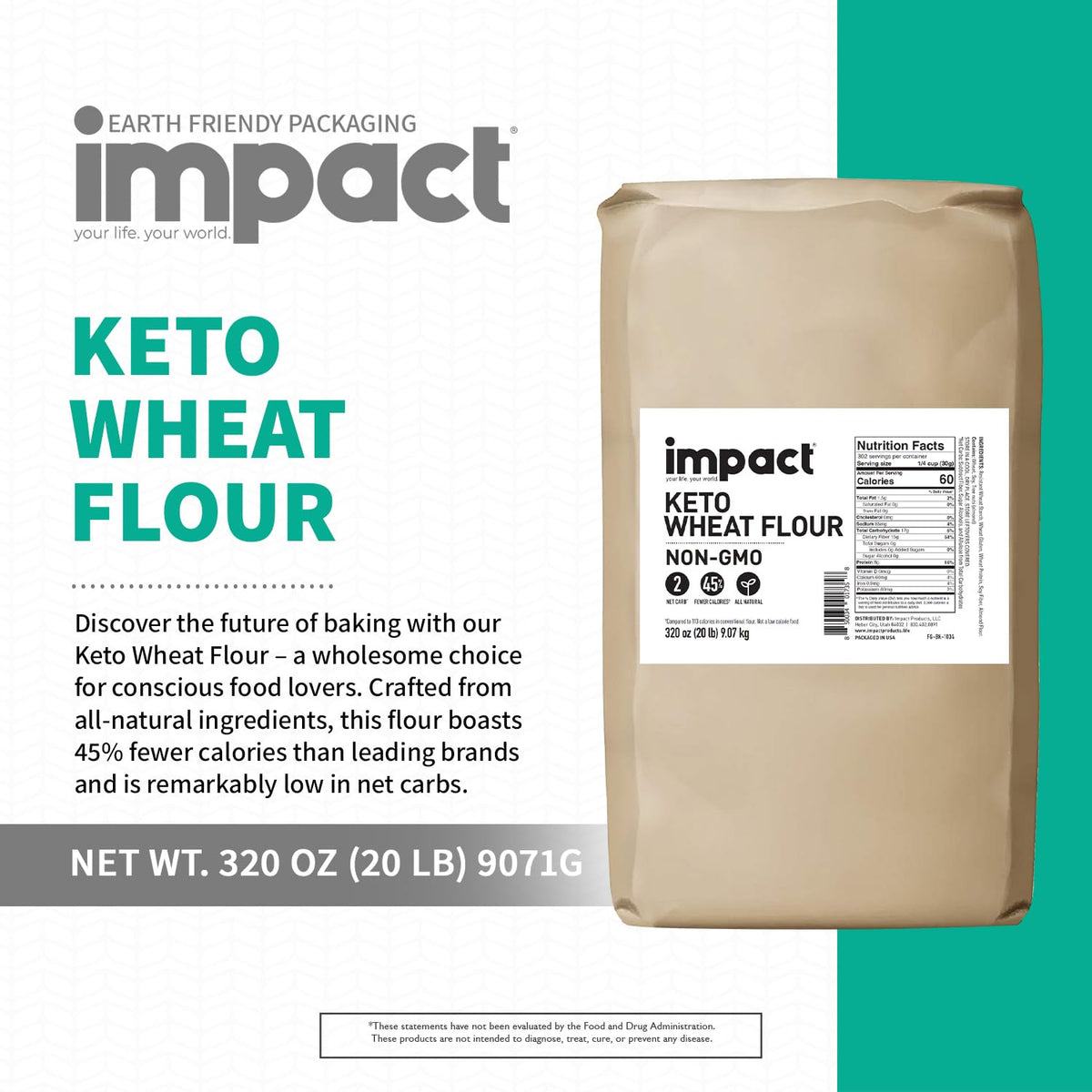 Impact - Almond Keto Wheat Flour - Low-Carb Baking Flour - 20 lb