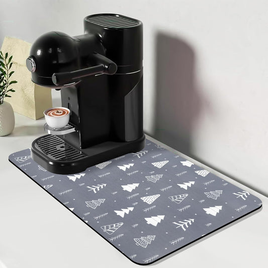 Bloss Coffee Mat, Christmas 12"x19" Bar Mat with Waterproof Rubber Backing, Fit Under Coffee Maker Machine/Kitchen