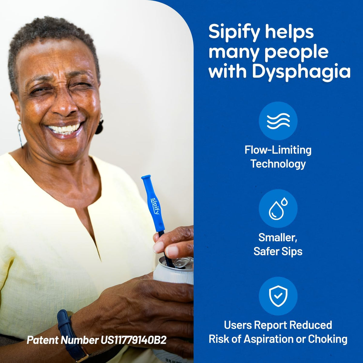 Flow-Limiting Dysphagia Straw for Safe Drinking | Adaptive Drinking Aids for Elderly &amp; Dysphagia Patients | Reusable Stainless Steel Straw with Soft Silicone Tip | Dishwasher Safe | 2 Pack