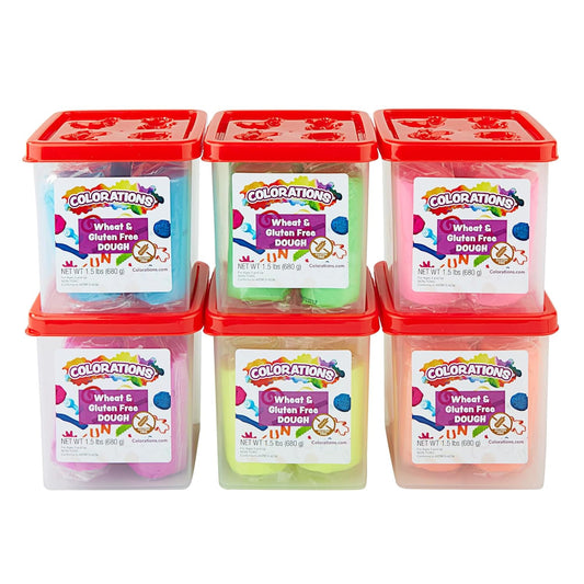 Colorations Wheat & Gluten Free Neon Dough Classroom Pack - 6 Colors | Non-Toxic, Play Dough, Bulk Set, Sensory Kit, Party