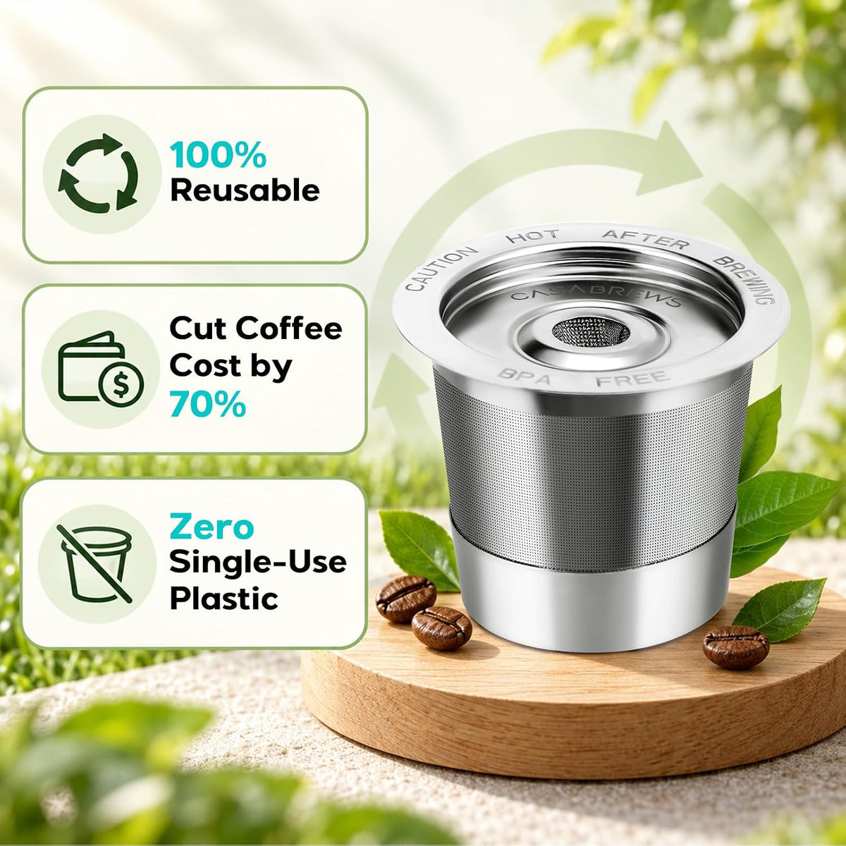 CASABREWS 2 Pack Reusable K Cups Coffee Pods for Keurig 1.0 Coffee Makers