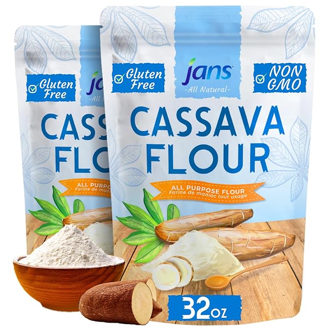 Cassava Flour All-Purpose Flour, 2 lbs (32oz) by Jans | Made from 100% Yuca Root, Non-GMO & Gluten-Free, Grain-Free, Paleo & Vegan Friendly