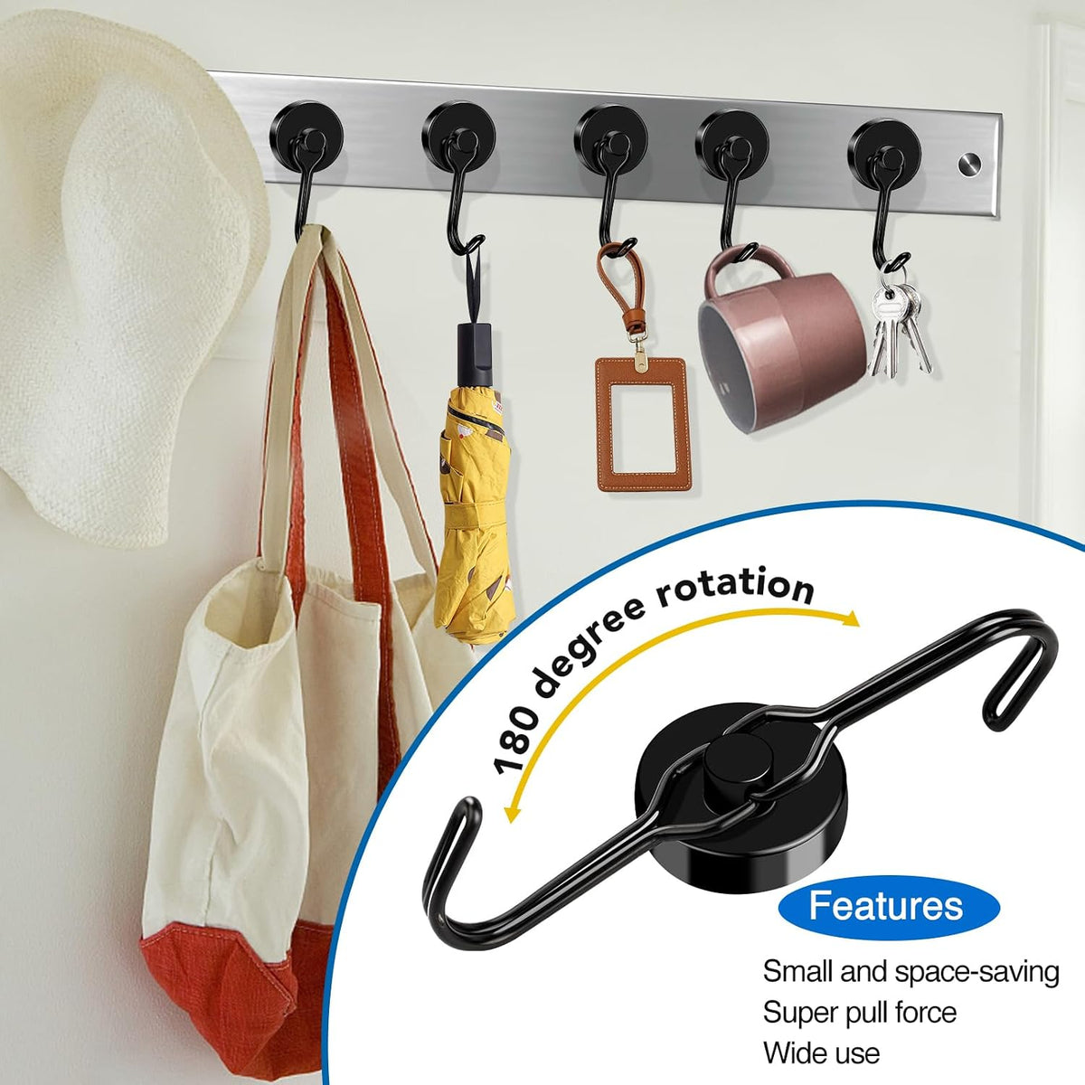 LOVIMAG Magnetic Hooks Magnet Hook for Cruise Cabins Fridge 80LBS 6Pack