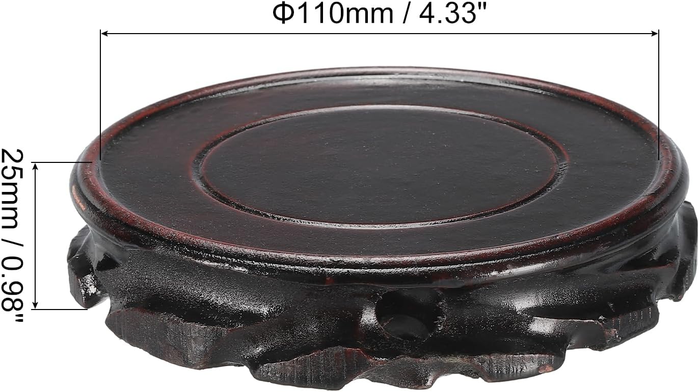 MECCANIXITY Wooden Display Stand Base 110mm/4.33" Diameter Black 2Pcs | Stand Holders for Vase Bonsai Stone Furniture Stable Home Decoration