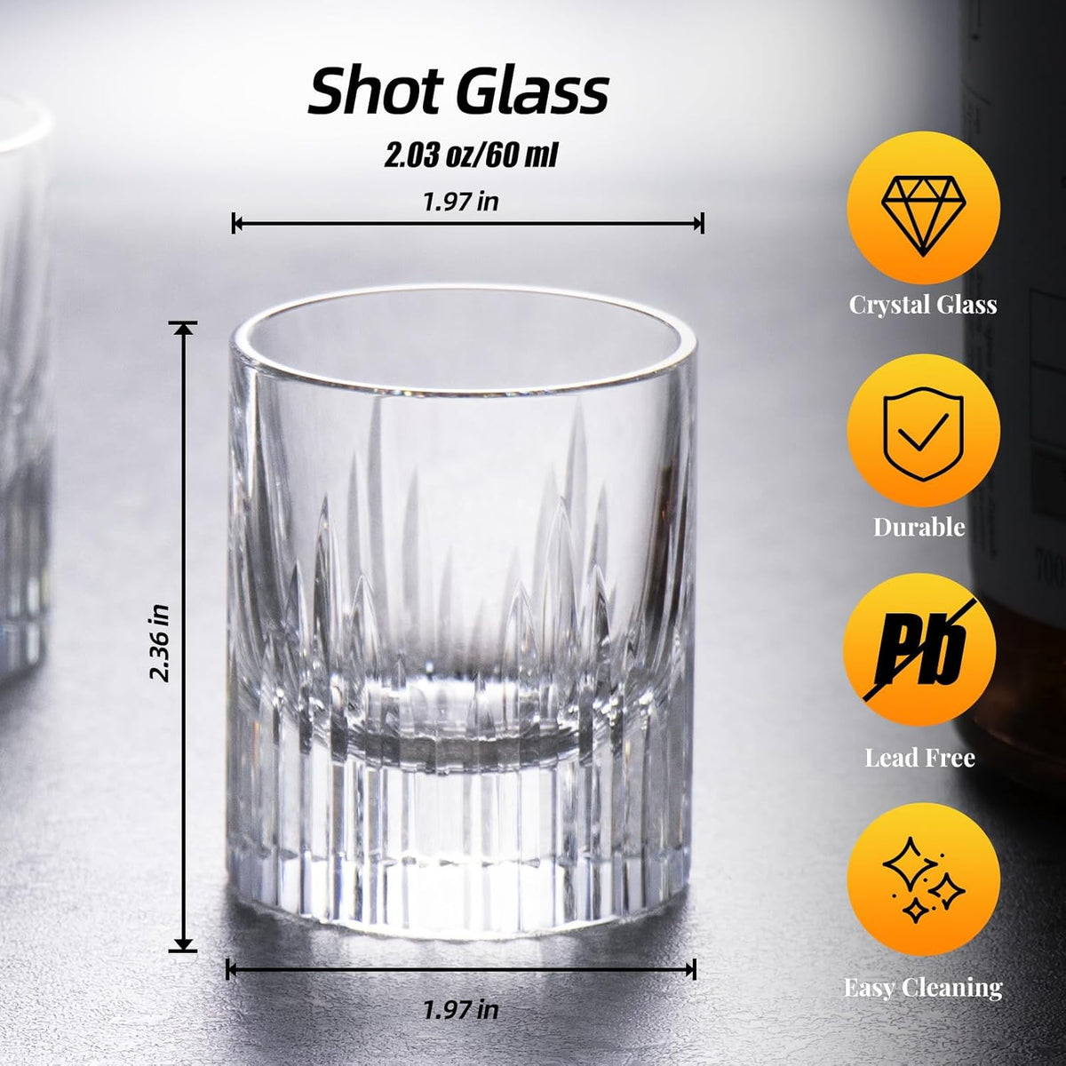 KAMMAK Crystal Whiskey Glasses Set of 2, Luxury 2.03oz Old Fashioned Glasses Stemless, Handcrafted Liquor Glasses, Hand Blown Scotch Cup for Women, Men Barware Gift for Cocktail, Bourbon
