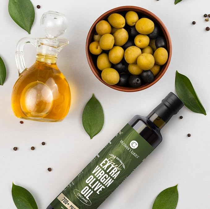 Dr. Cowan’s Garden 700+ Polyphenol Certified Organic Greek Extra Virgin Olive Oil - Single Estate Extra Virgin Olive Oil with Highest Polyphenols Sourced from Koroneiki Trees, Cold-Pressed, 16.9 FL Oz