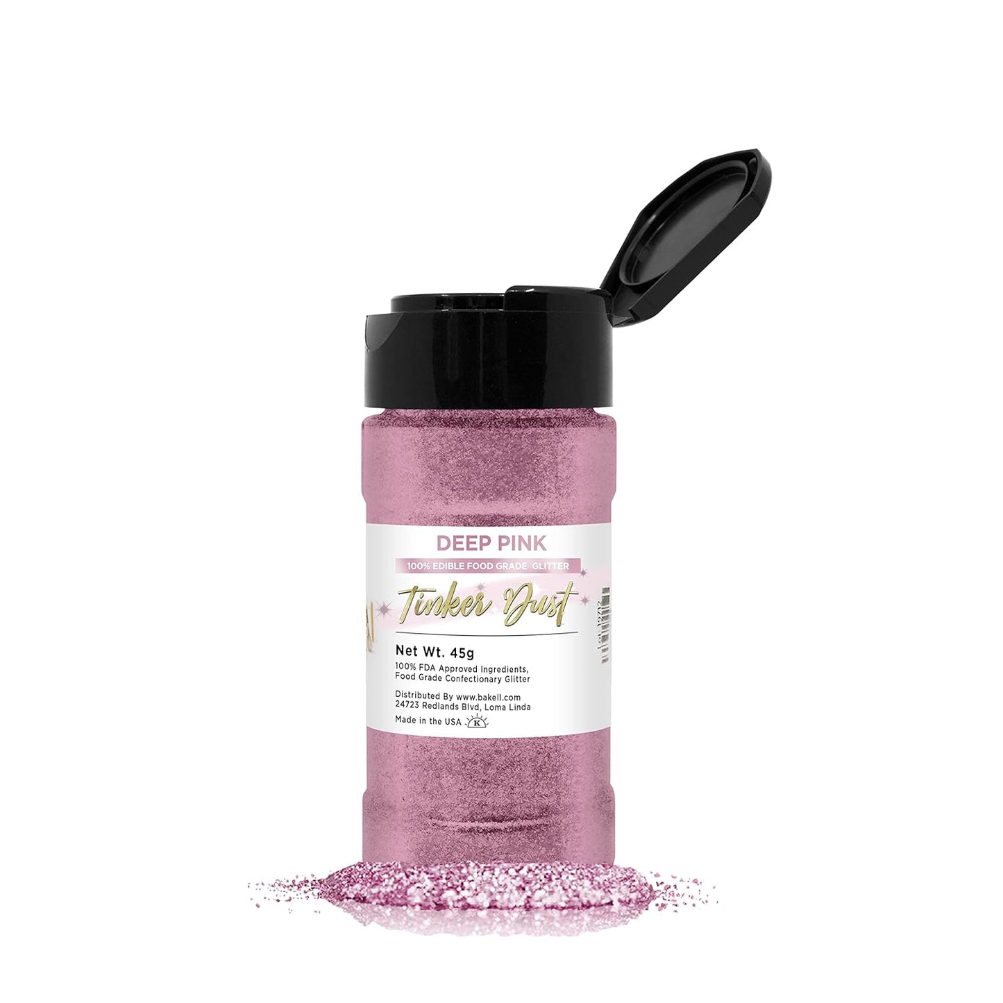 BAKELL Deep Pink Edible Glitter, 45 Grams | TINKER DUST Edible Glitter | KOSHER Certified | 100% Edi