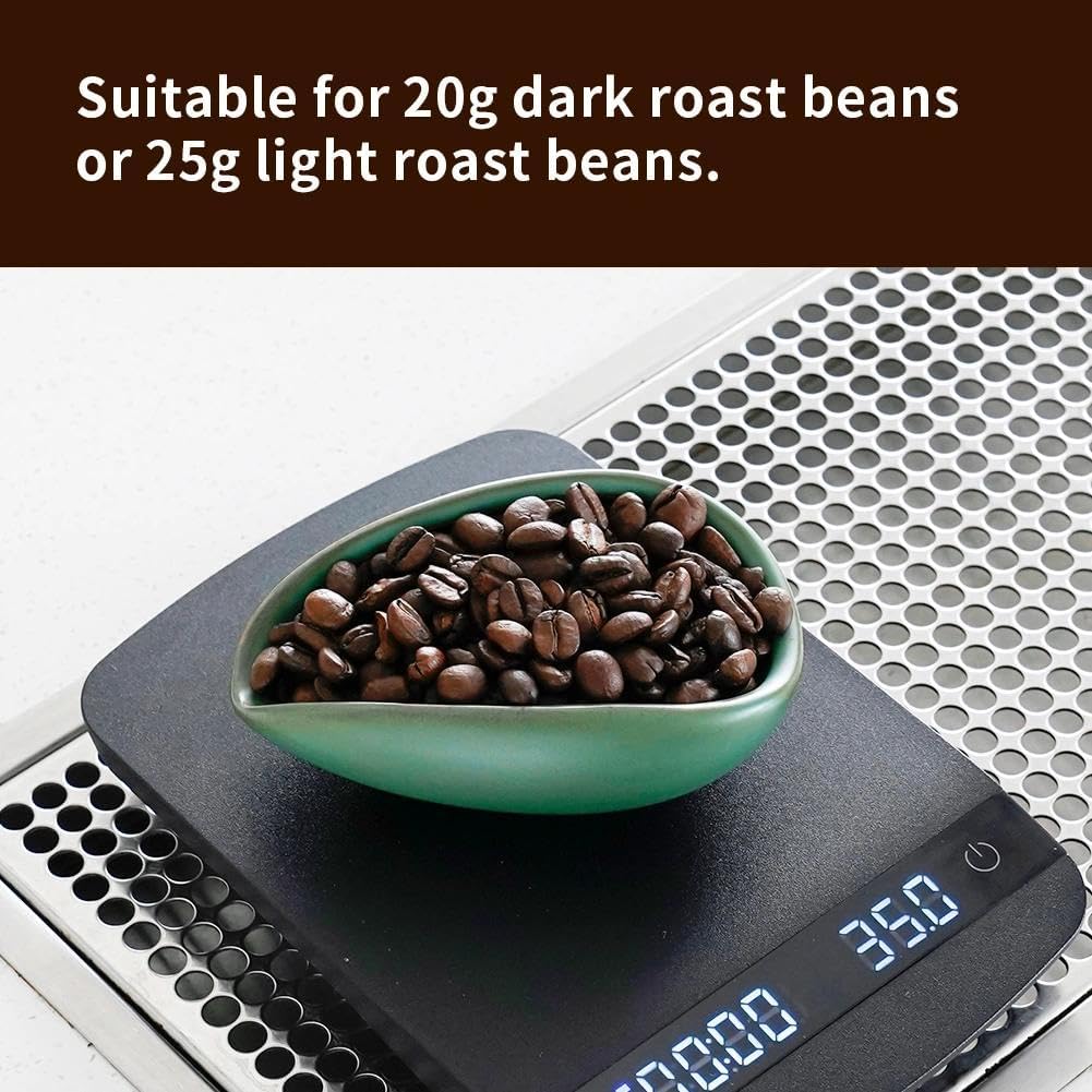 watchget Ceramic Coffee Dosing Cup &amp; Tea Storage Tray, Dark Green | Single Dose Measuring Container for Coffee Beans &amp; Loose Leaf Tea Dosing Vessel; Hold 20-25g Coffee Beans