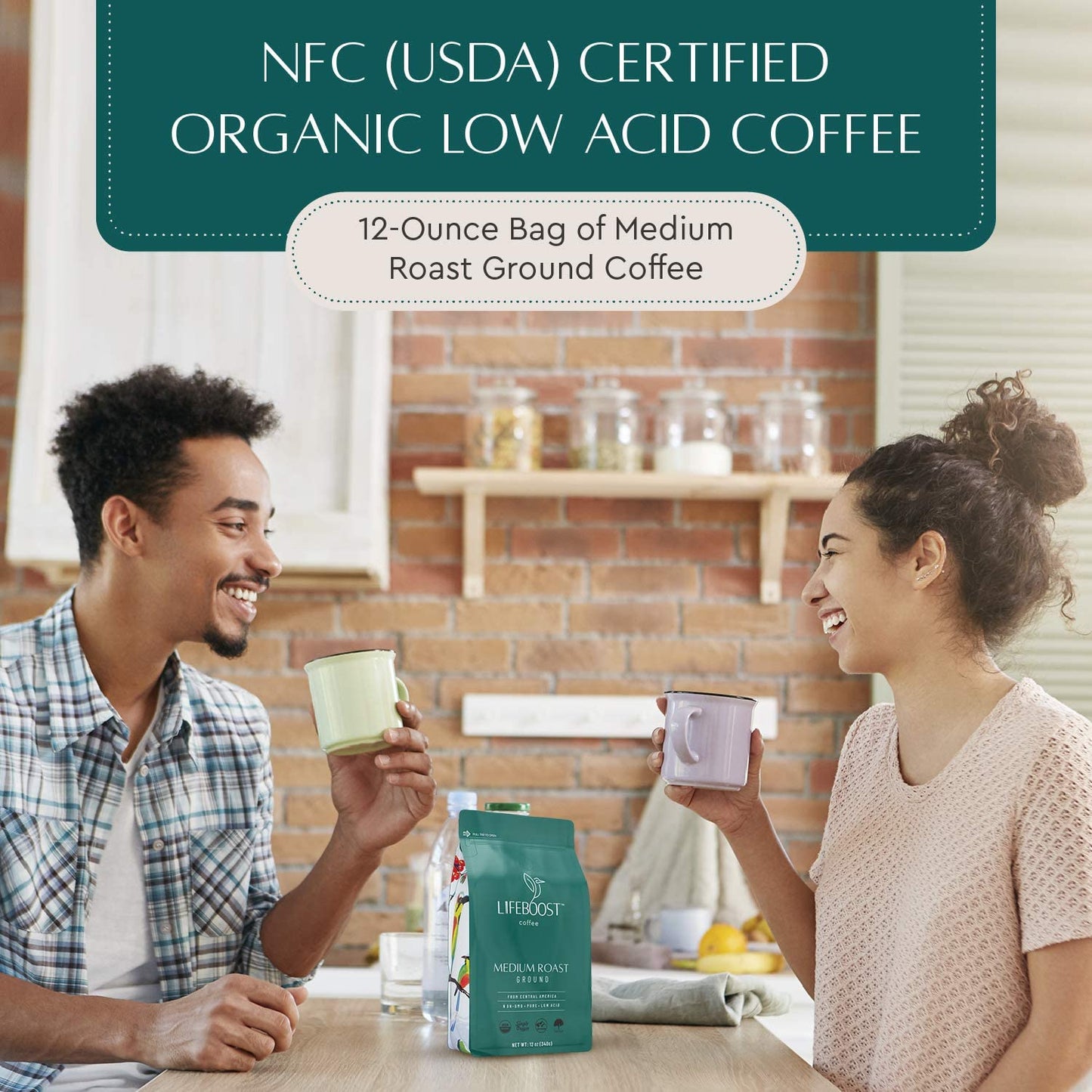 Lifeboost Coffee Ground Medium Roast Coffee - Low Acid Single Origin USDA Organic Coffee - Non-GMO Ground Coffee Third Party Tested For Mycotoxins &amp; Pesticides - 12 Ounces