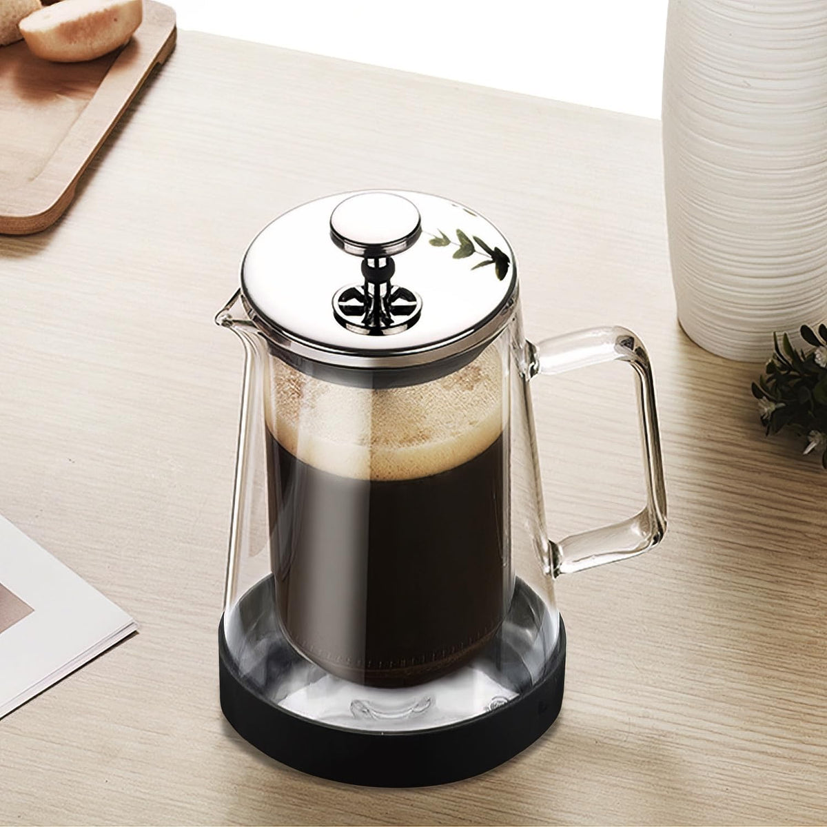 French Press Coffee Maker 34Oz - Double-Wall Insulated Borosilicate Glass - Ergonomic Handle - Coffee Gift - Tea &amp; Coffee Press