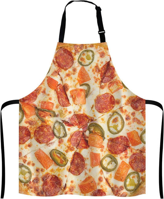 I Love Pizza Bib Apron with Adjustable Neck for Men Women,Suitable for Home Kitchen Cooking Waitress Chef Grill Bistro