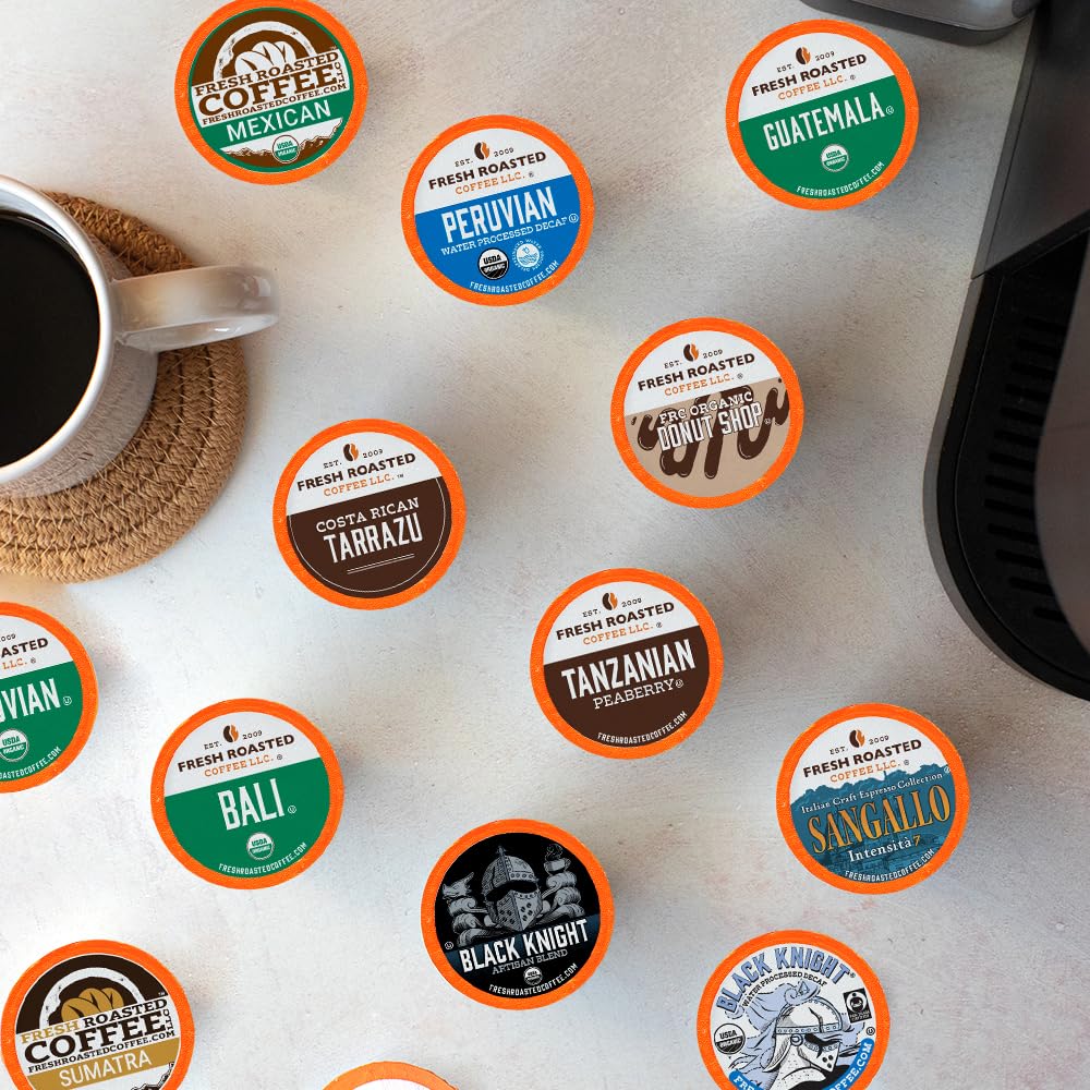Fresh Roasted Coffee, Explorer Variety Pack K-Cup Pods for Keurig Brewers, Medium Roast, Kosher, 96 Count Loose Pack