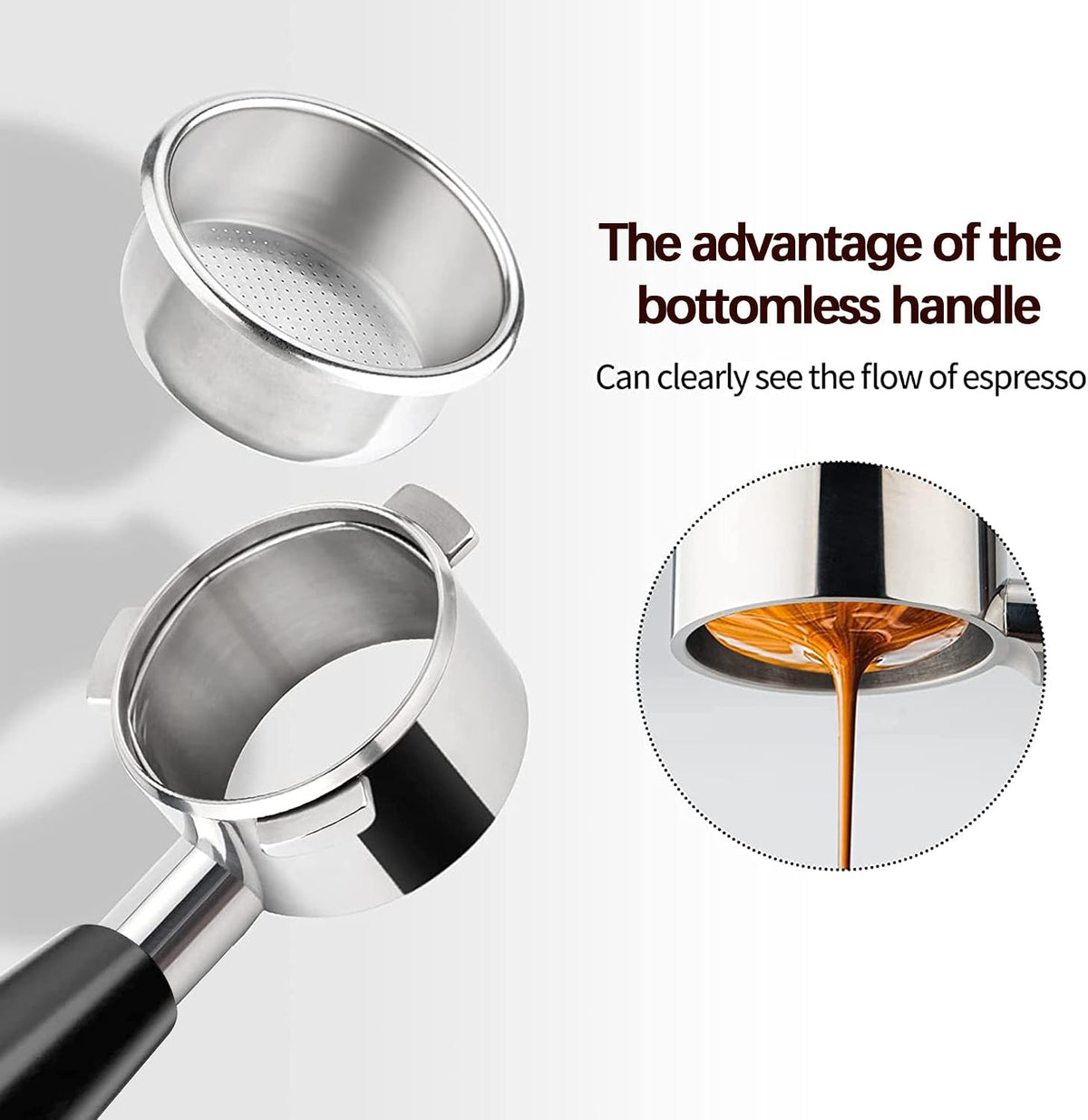 51mm Bottomless Portafilter 3 Ears Compatible with CASABREWS CM5418 and 3700 Series, Espresso Naked Bottomless Portafilter for Mr. Coffee/Wirsh/Gevi Espresso Machine, 304 Stainless Steel Filter Basket