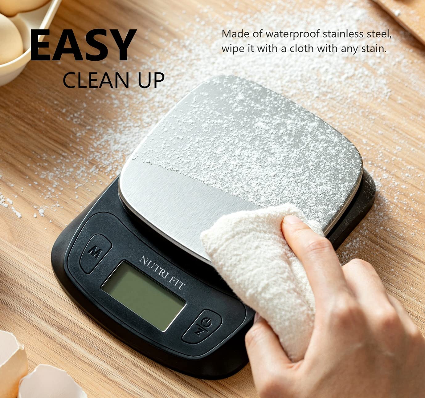 Kitchen Scales Digital Food Scale Cooking in Grams &amp; Ounces Black | Stainless Steel, Max 11lb 1g Increment, Backlit LCD Screen, Baking Food Weight Scale for Sourdough Bread, Include Battery
