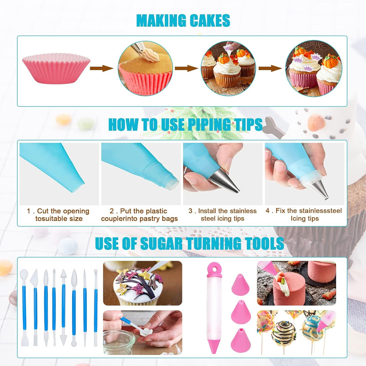 Cake Pop Maker Kit 618Pcs with 5 Silicone Mold Sets - 3 Tier Display Stand, Chocolate Candy Melting Pot, Piping Tips and Coupler, Measuring Cup, Muffin Cupcakes, Lollipop Sticks, Valentine Easter Gift