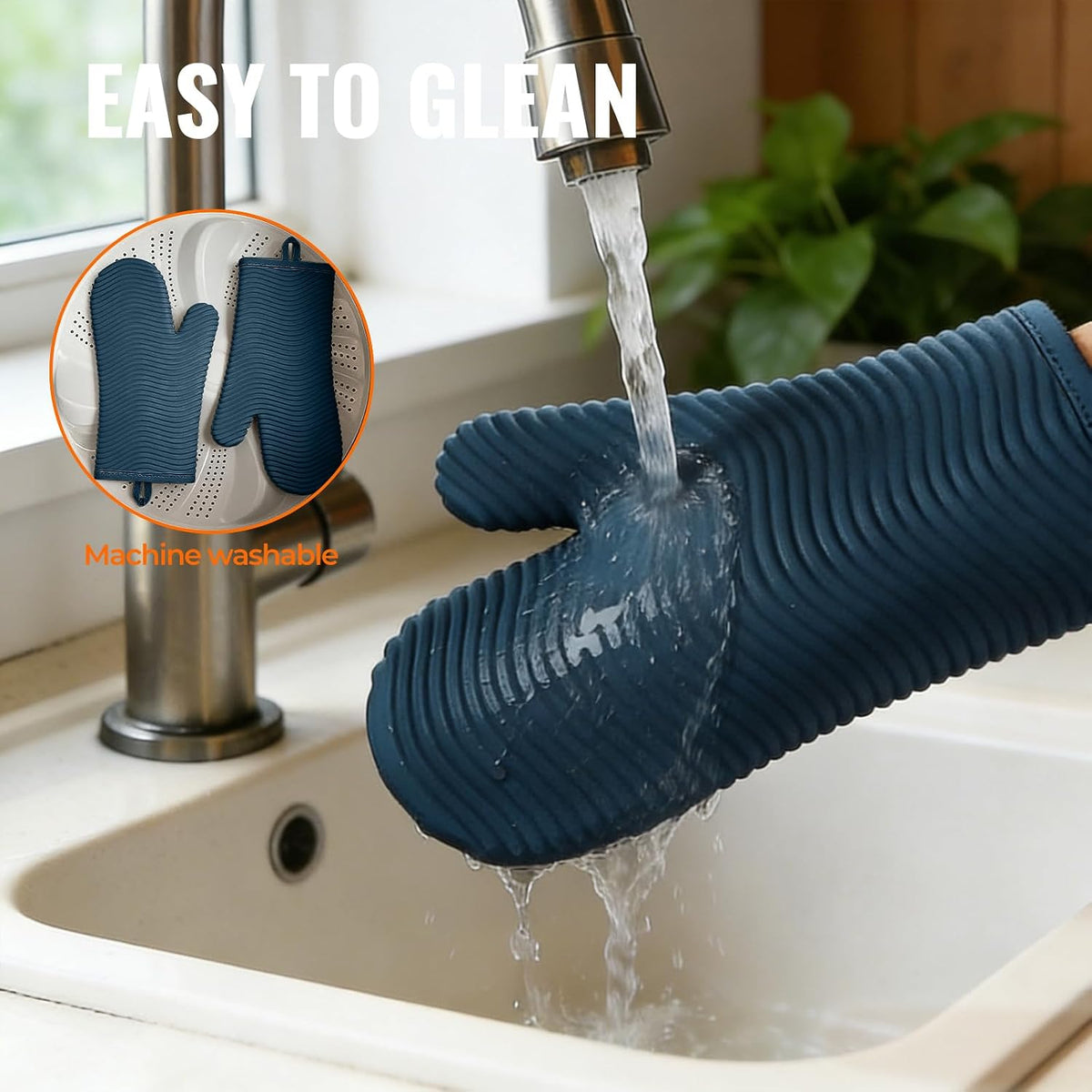 YUTAT Silicone Oven Mitts,Heat Resistant 2PCS Oven Mitts with Soft Polyester Filling,Kitchen Potholder Set - Perfect for BBQ, Baking and Cooking,Agave