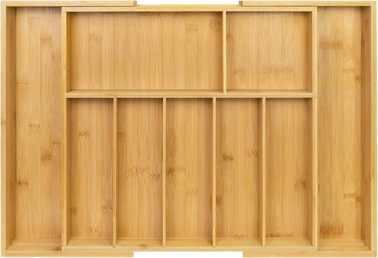 Utoplike Extra Large Kitchen Drawer Organizer, Expandable Bamboo Drawer Holder for Utensils, Silverware, Flatware, 7-9 Slots