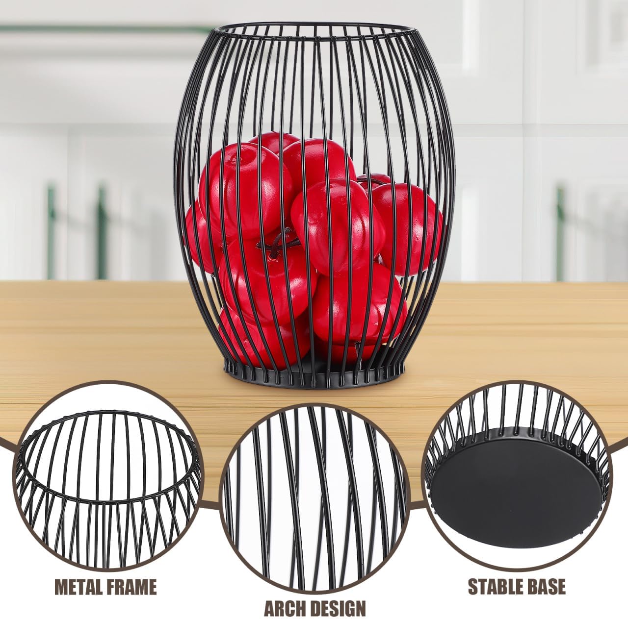Luxshiny Coffee Pod Holder Wire Basket for Storage Black Metal Fruit Basket for Kitchen Counter Home Office and Hotel 6.10 X 5.31 X 5.31 in Storage Organizer