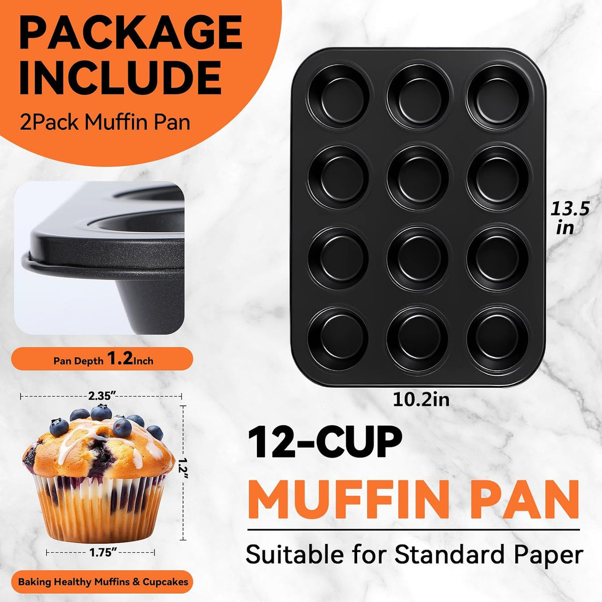 Yoehka 2 Pack Muffin Pan for Baking