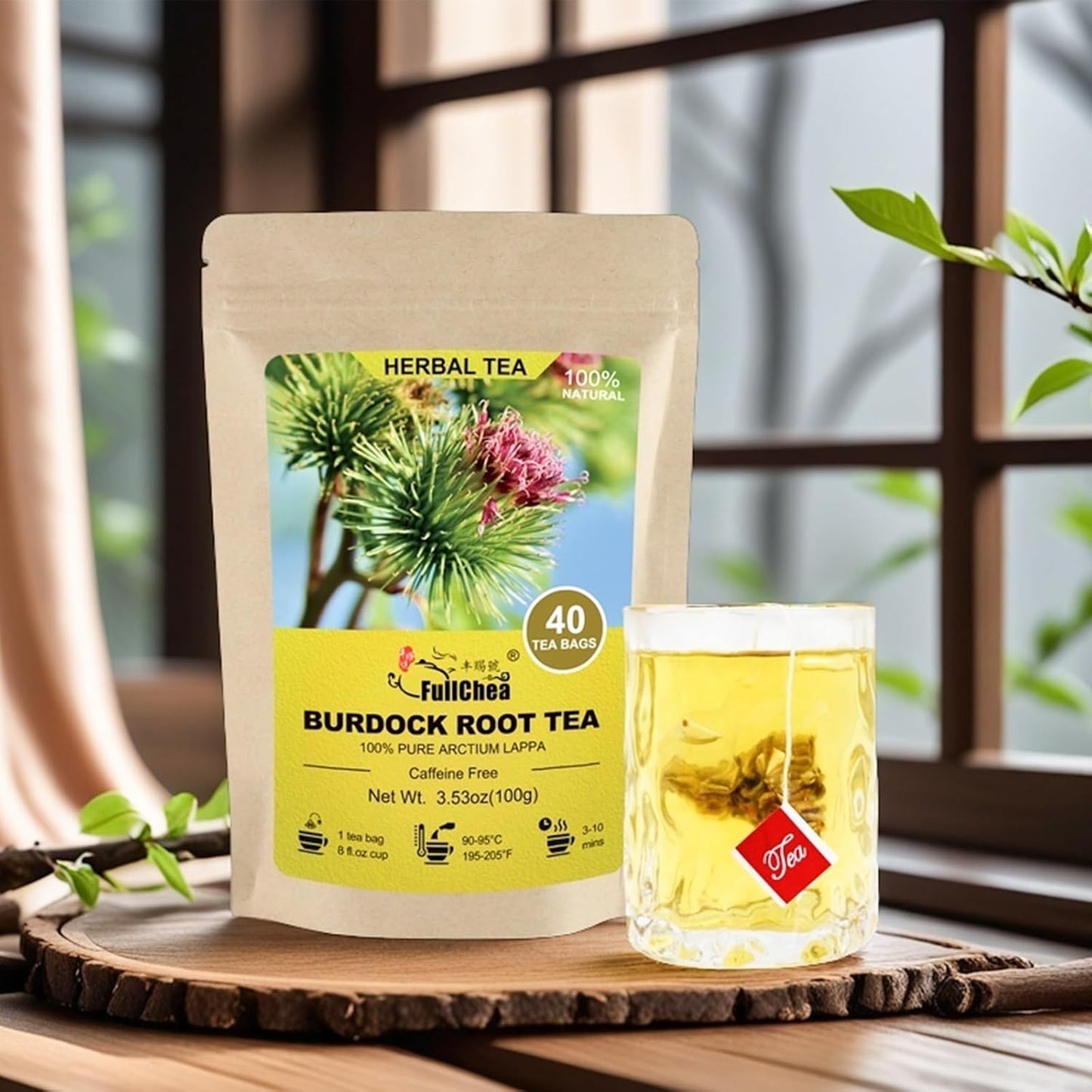 FullChea - Burdock Root Tea Bags, 40 Count, Premium Burdock Root | Non-GMO and naturally caffeine-free, traditionally enjoyed for digestive comfort and liver wellness